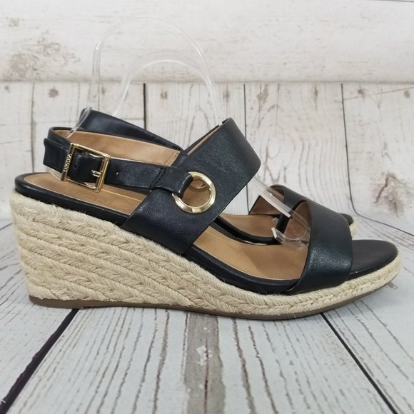 Vionic Vero Black Wedge Heel Sling Back Sandals - Wide Width - Picture 2 of 12